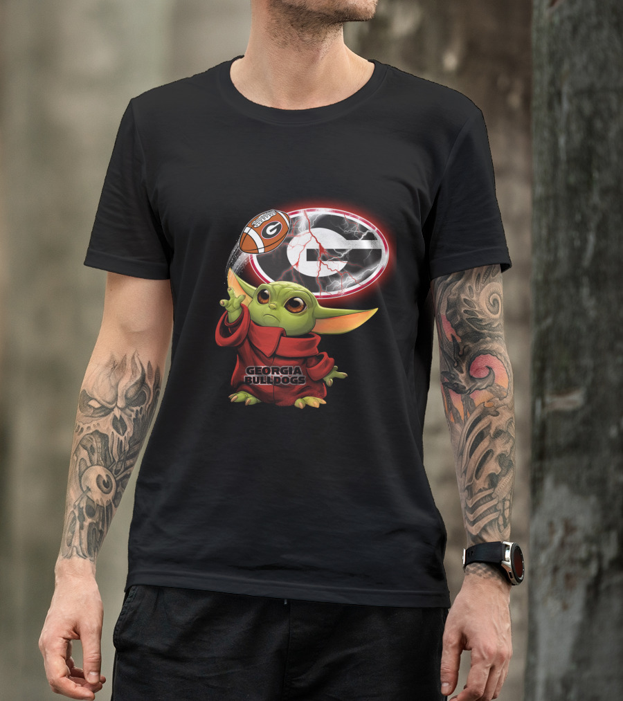 Georgia Bulldogs Football Baby Yoda Magic Force T-Shirt