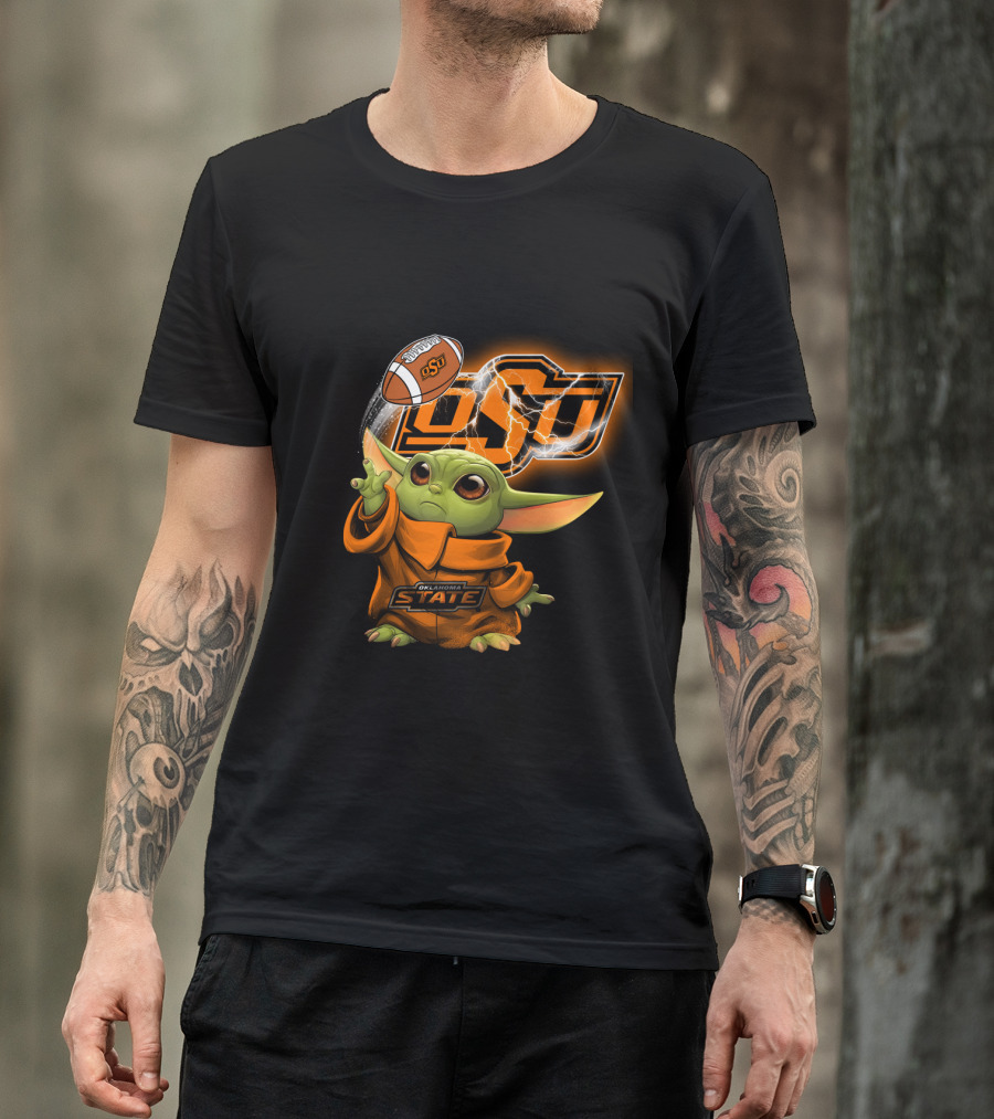 Oklahoma State Osu Football Baby Yoda T-Shirt
