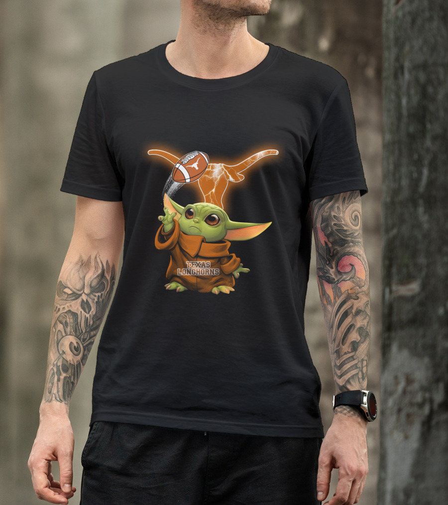 Texas Longhorns Baby Yoda Football Magic T-Shirt