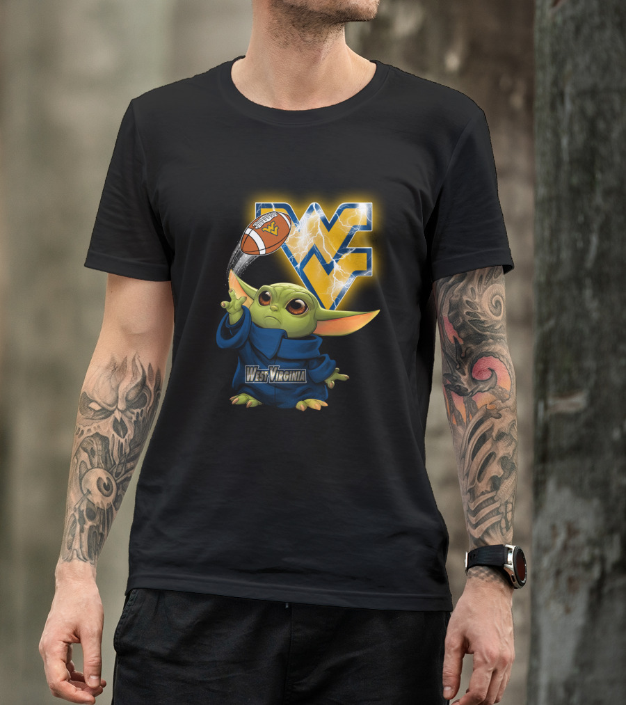 West Virginia Football Baby Alien With Wv Logo And Lightning T-Shirt
