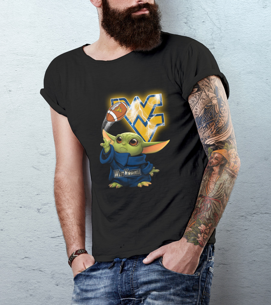 West Virginia Football Baby Alien With Wv Logo And Lightning T-Shirt