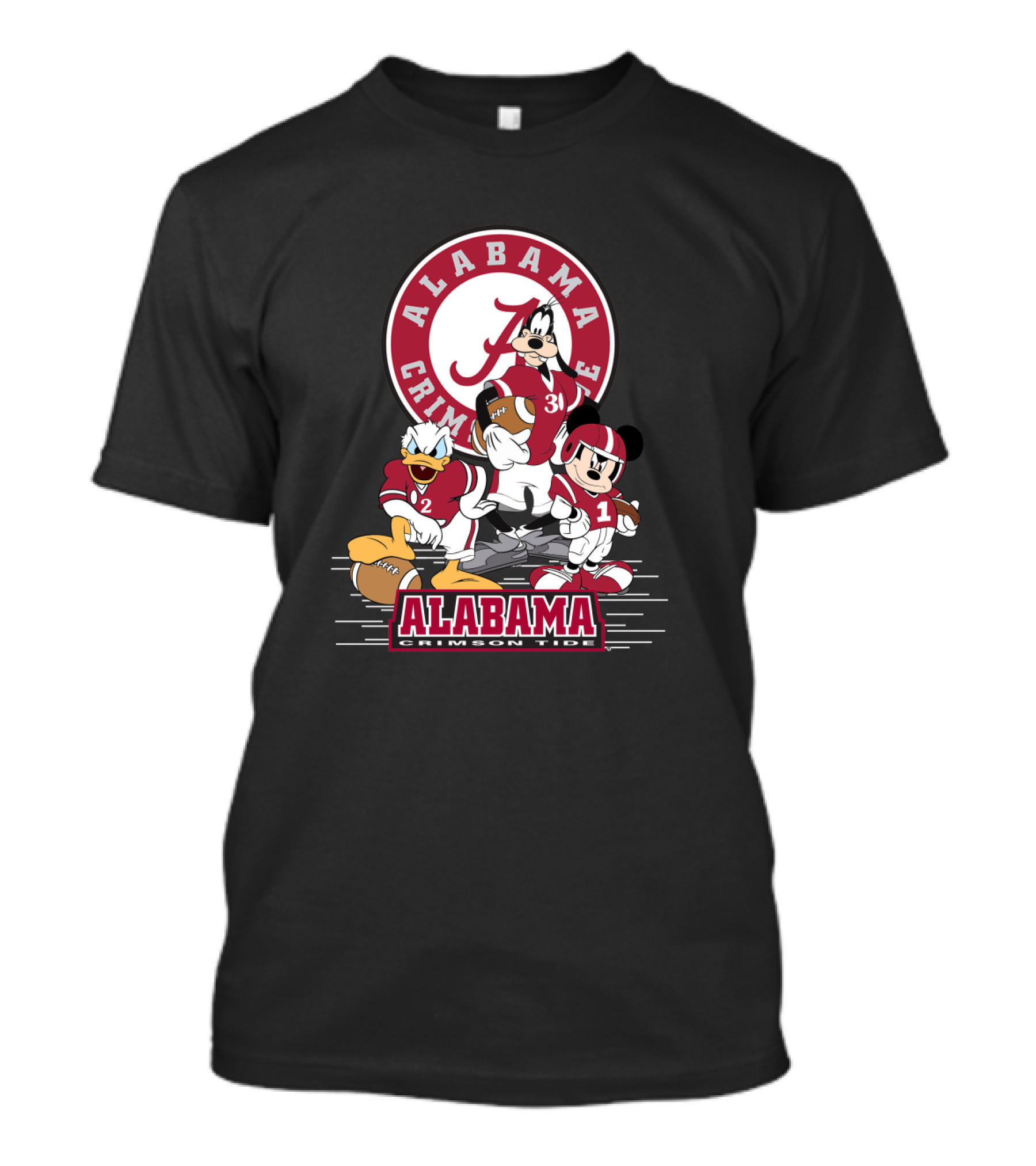 Alabama Crimson Tide Disney Characters Football Team Featuring Mickey Donald Goofy T-Shirt