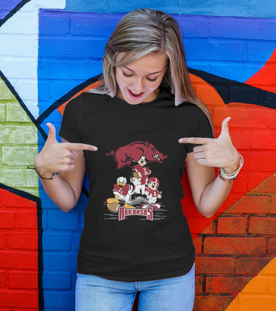 Arkansas Razorbacks Football Disney Characters T-Shirt