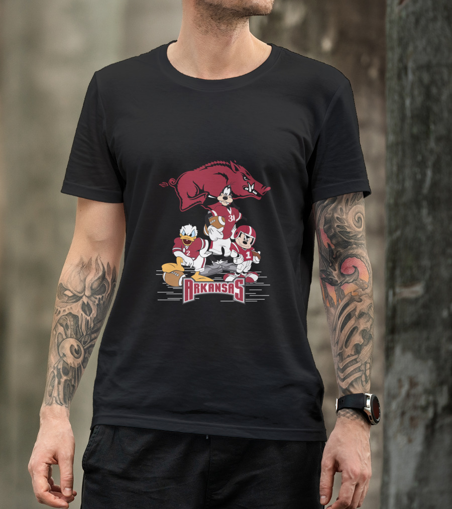 Arkansas Razorbacks Football Disney Characters T-Shirt