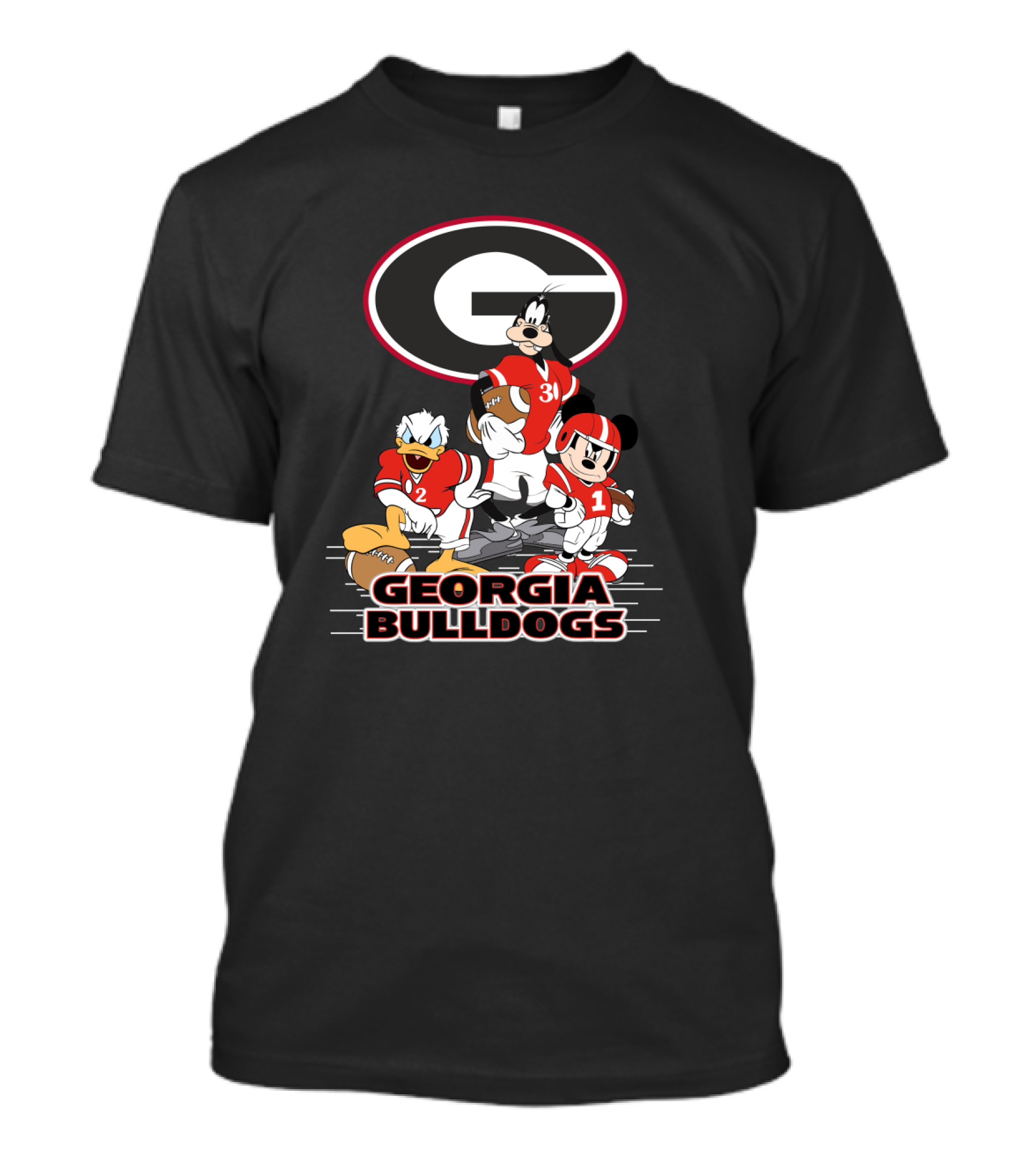 Georgia Bulldogs Disney Characters Football Collaboration T-Shirt