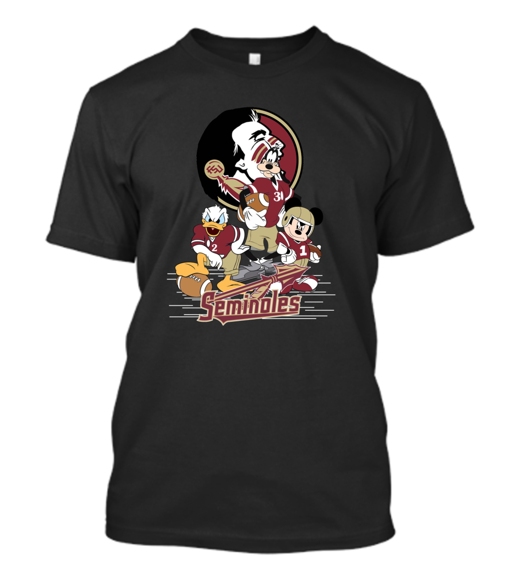 Seminoles Florida State Inspired Character Trio With Football Theme T-Shirt