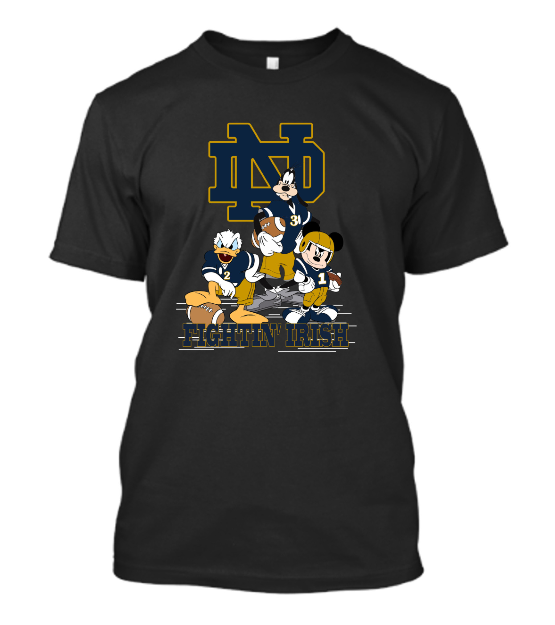 Nd Fighting Irish Mickey Donald Goofy Football Team T-Shirt