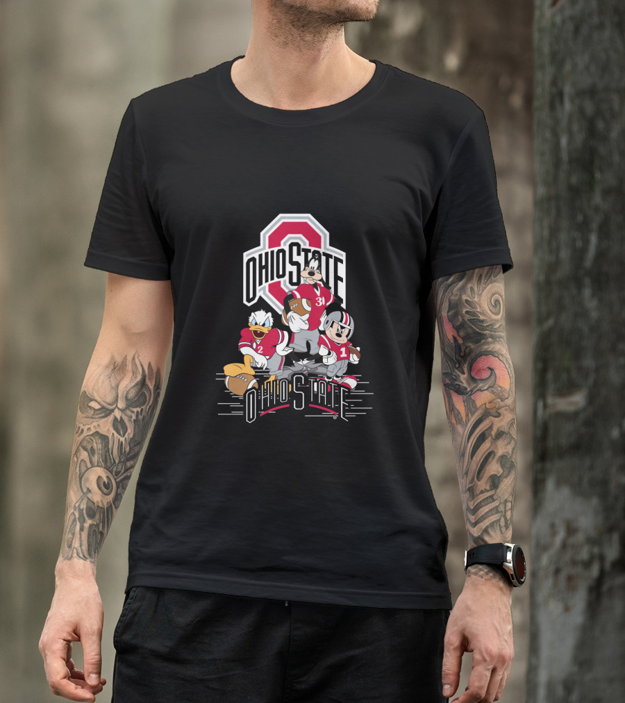 Ohio State Mickey Donald Goofy Football T-Shirt
