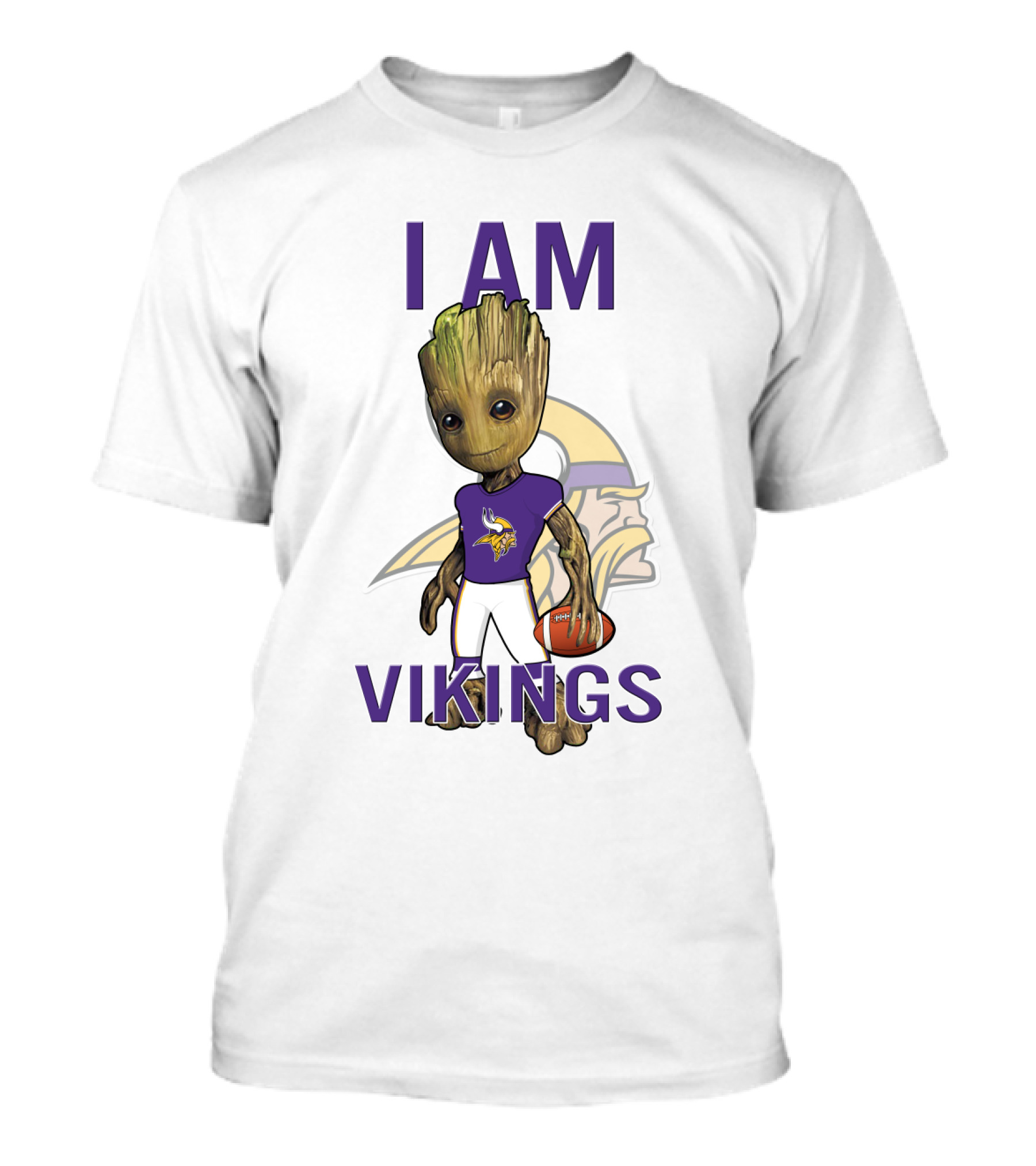 I Am Groot Minnesota Vikings Fan Holding Football T-Shirt