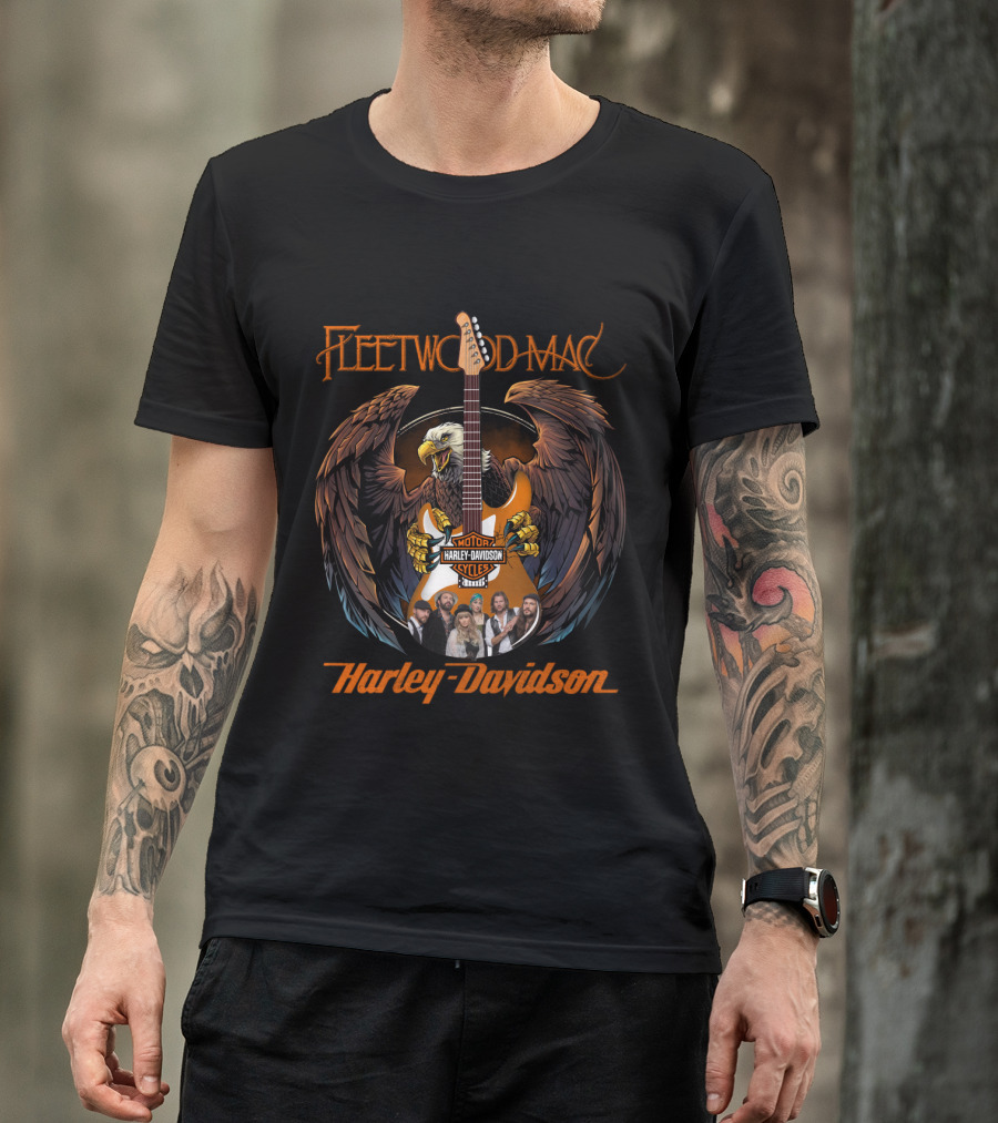 Fleetwood Mac Harley Davidson Live Styles Eagle Guitar T-Shirt