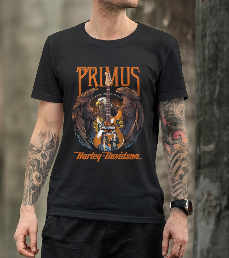 Primus Harley Davidson Motorcycles Eagles Guitar T-Shirt