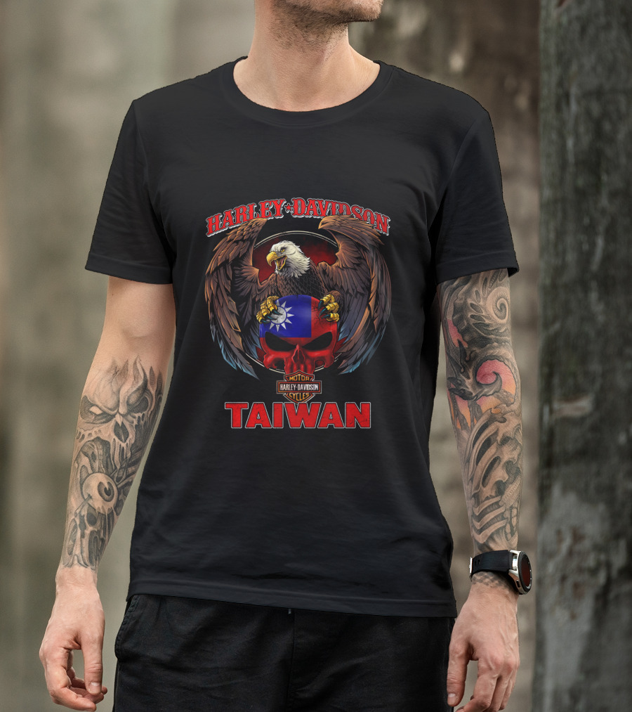 Harley Davidson Motor Cycles Taiwan Eagle Taiwan Flag T-Shirt