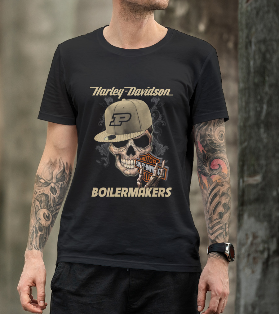 Harley Davidson Skull Purdue Boilermakers P Cap T-Shirt