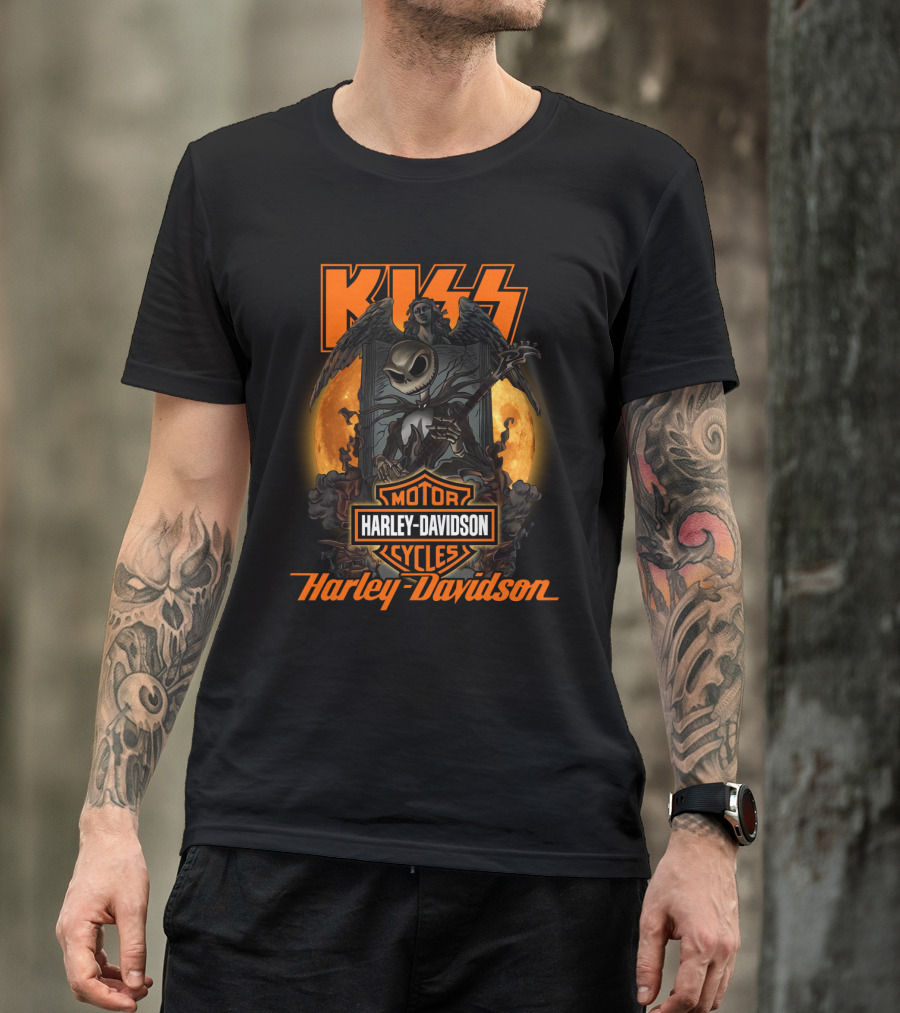 Kiss Harley Davidson Nightmare Before Christmas Crossover T-Shirt