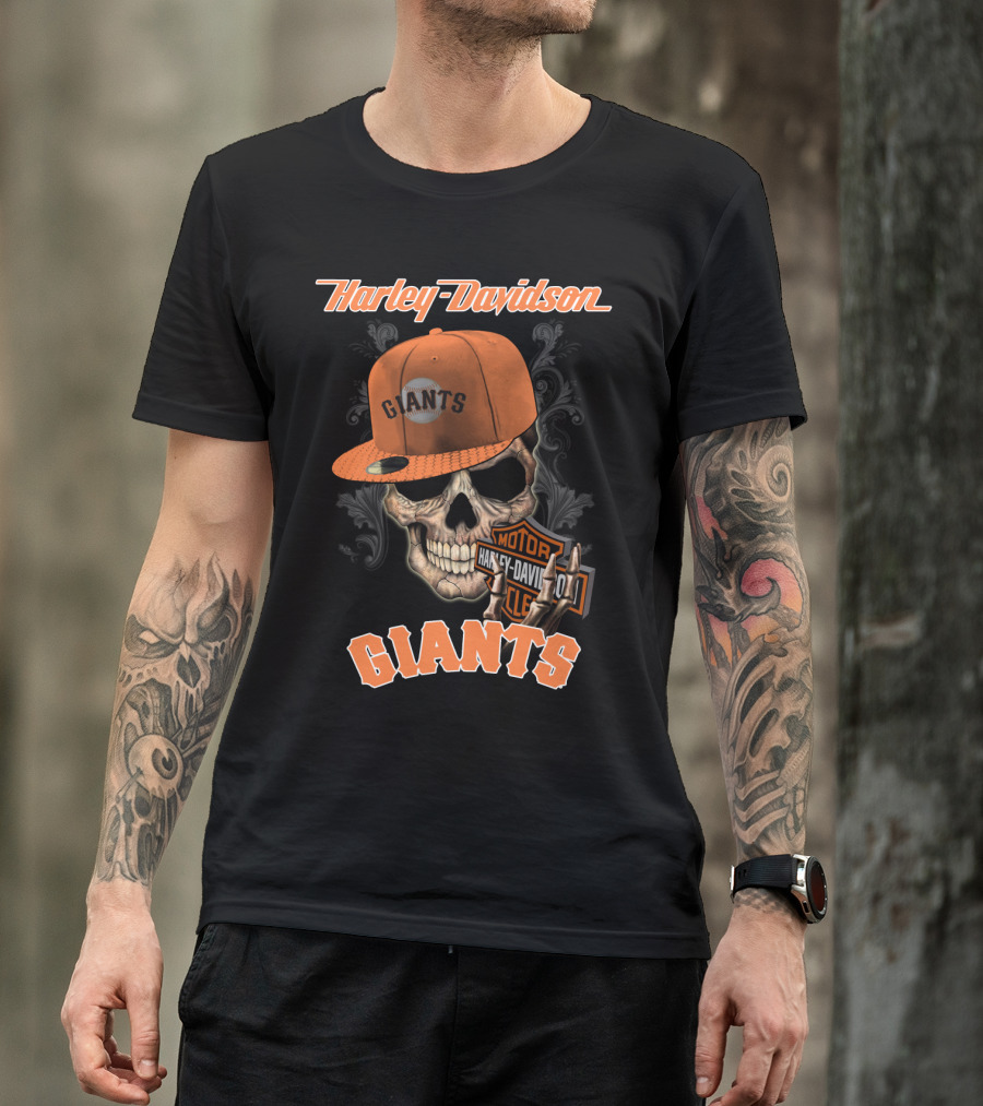 Harley Davidson Giants Skull Cap Motor San Francisco T-Shirt