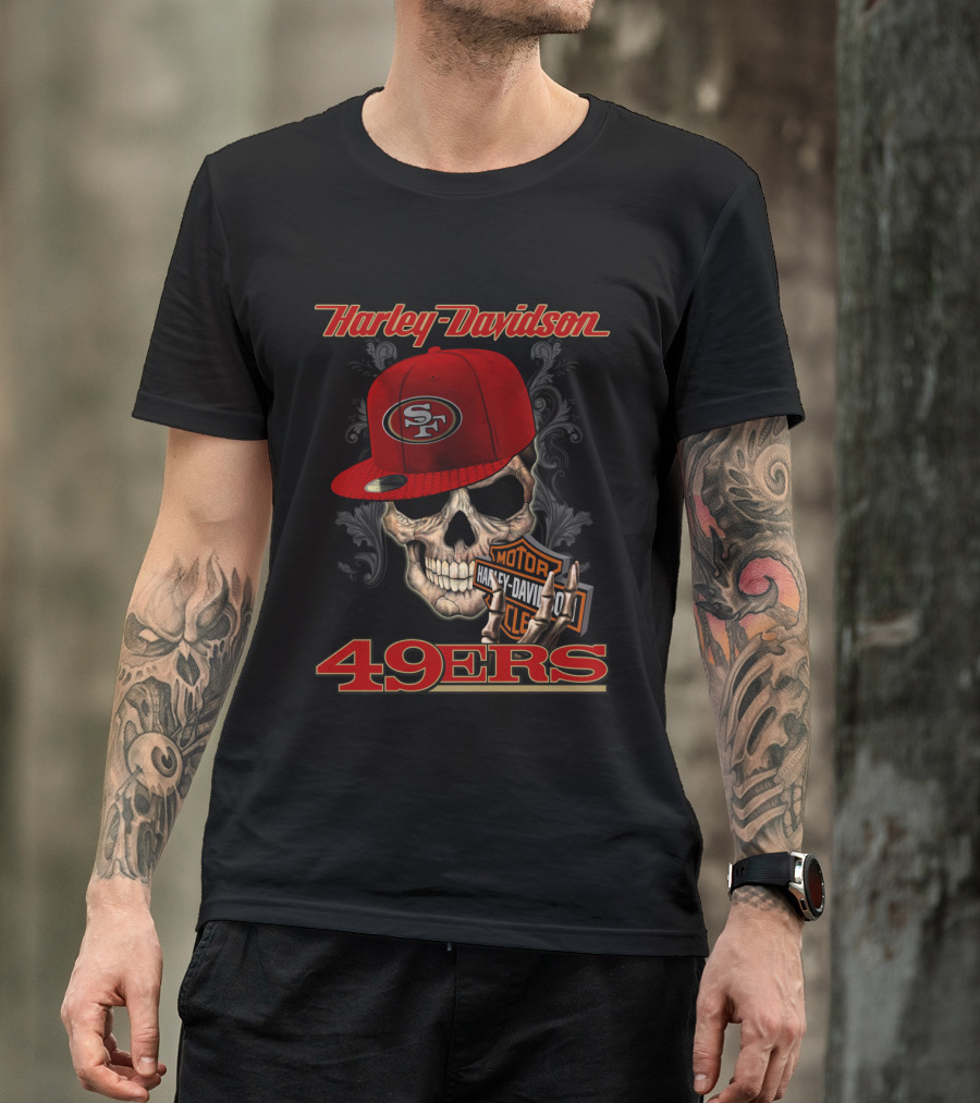 Harley Davidson Sf Skull Cap 49ers T-Shirt