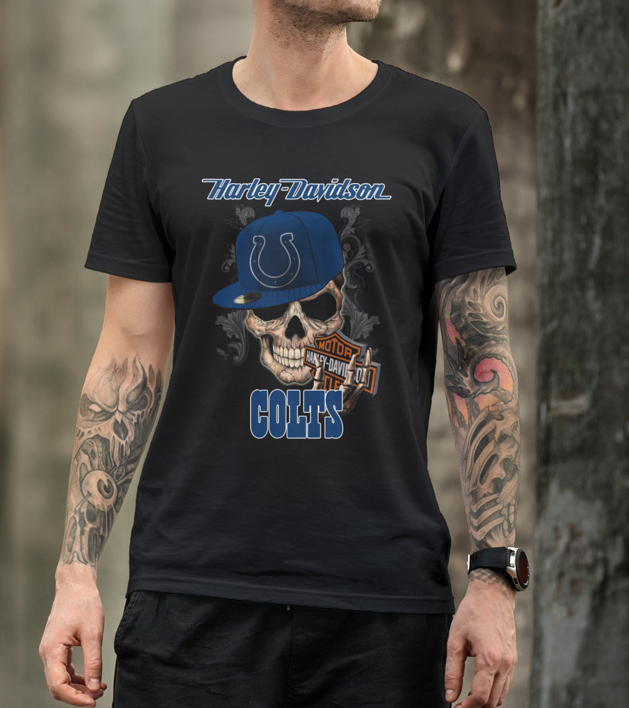Harley Davidson Colts Skull Indianapolis T-Shirt