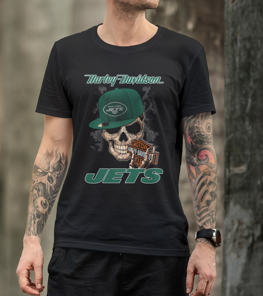 Harley Davidson New York Jets Skull T-Shirt