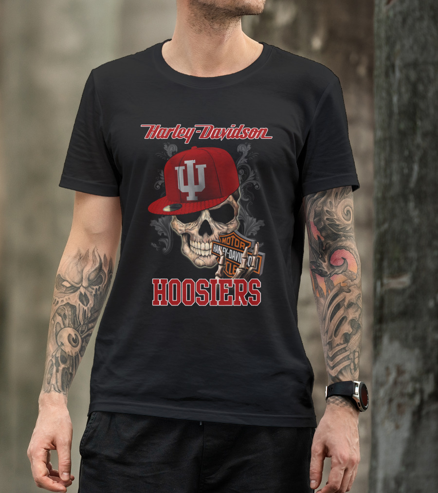Harley Davidson Indiana Hoosiers Skull Hat Motor Classic T-Shirt