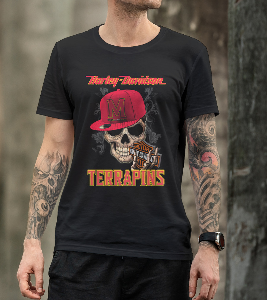 Harley Davidson Skull Maryland Terrapins T-Shirt