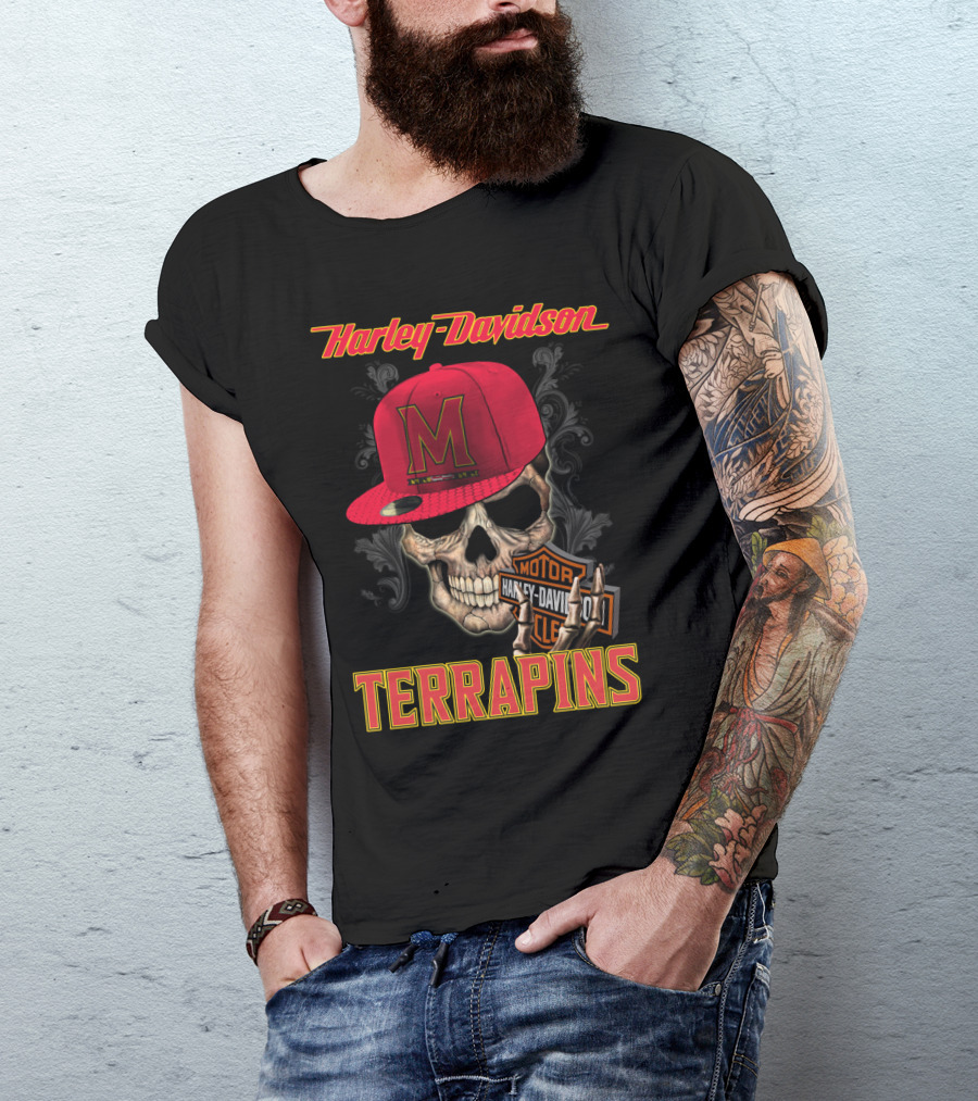 Harley Davidson Skull Maryland Terrapins T-Shirt
