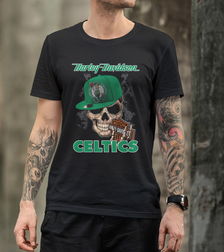 Harley Davidson Boston Celtics Skull Nba1 T-Shirt