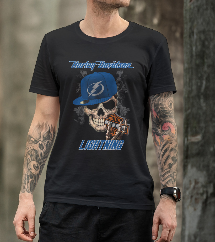 Harley Davidson Lightning Skull Tampa Bay Nhl T-Shirt