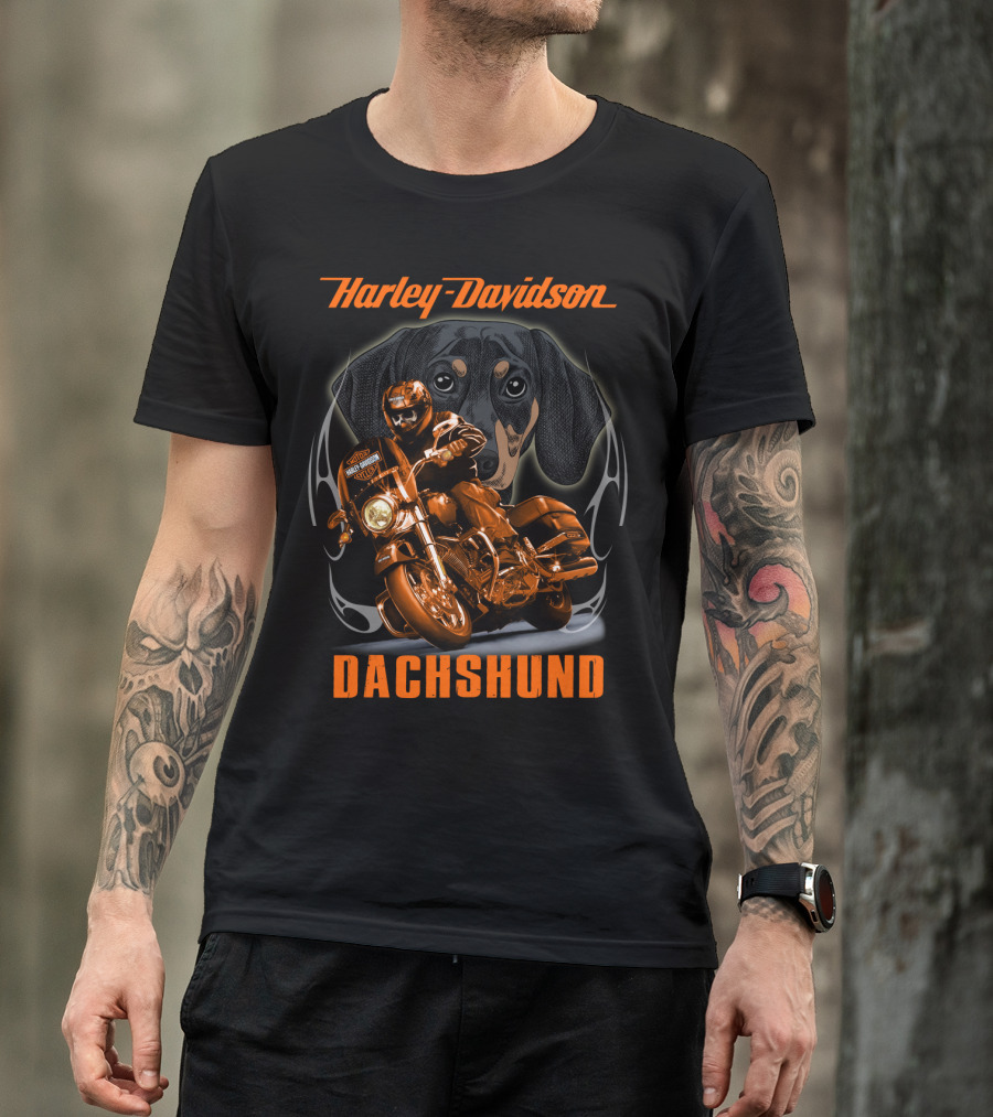 Harley Davidson Dachshund Motorcycle Rider T-Shirt