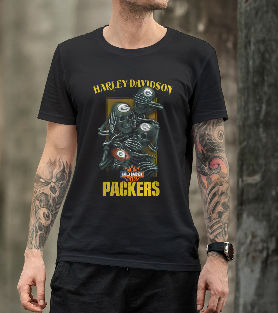 Harley Davidson Motor Cycles Packers Nfl Green Bay Packers T-Shirt