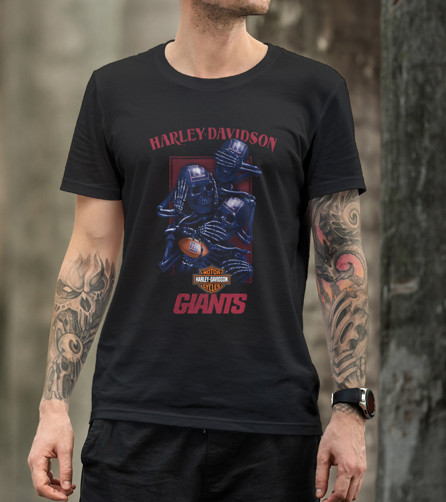 Harley Davidson Motor Cycles New York Giants Nfl T-Shirt