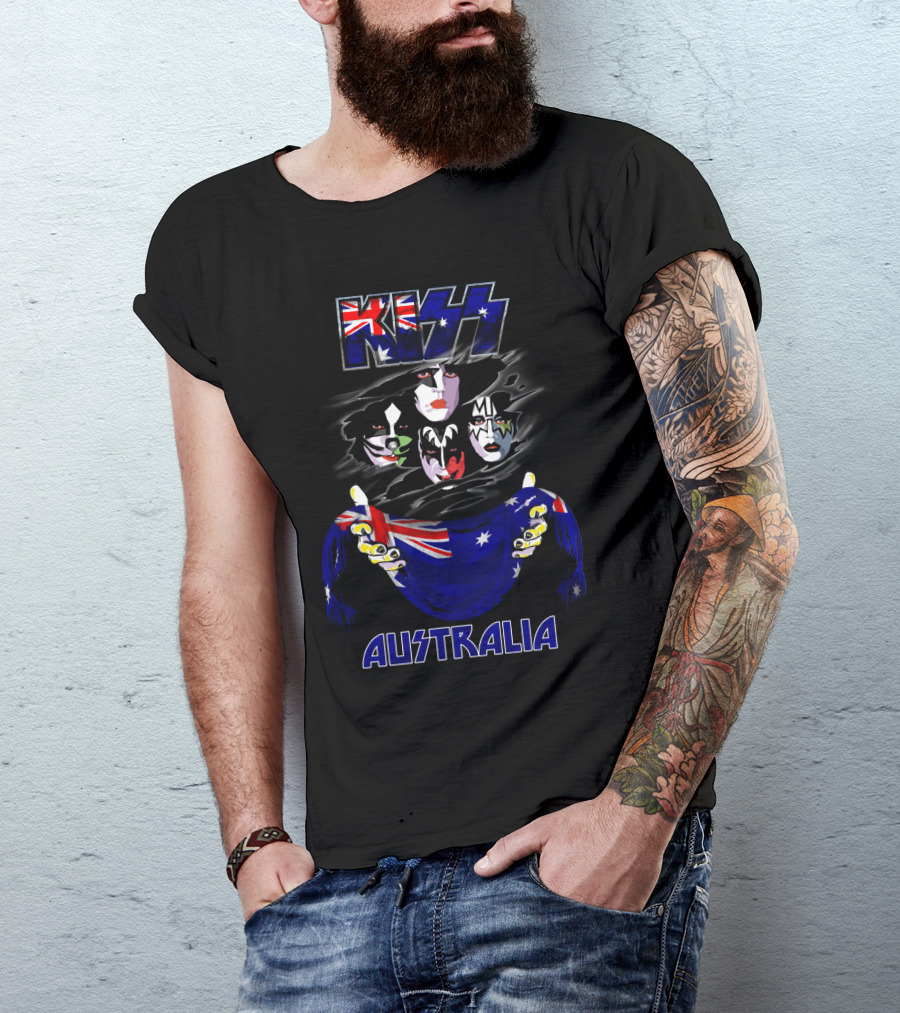 Kiss Australia Faces With Flag T-Shirt