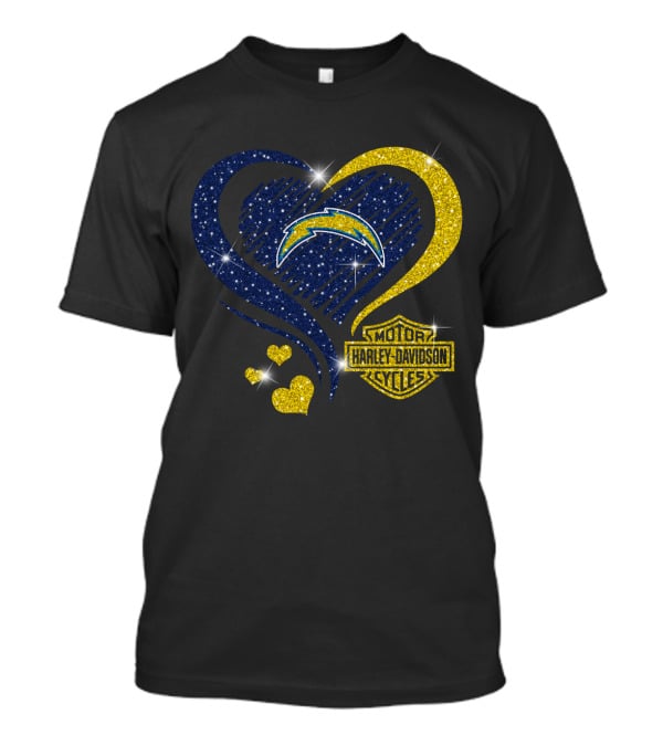 Los Angeles Chargers Harley Davidson Heart T-Shirt