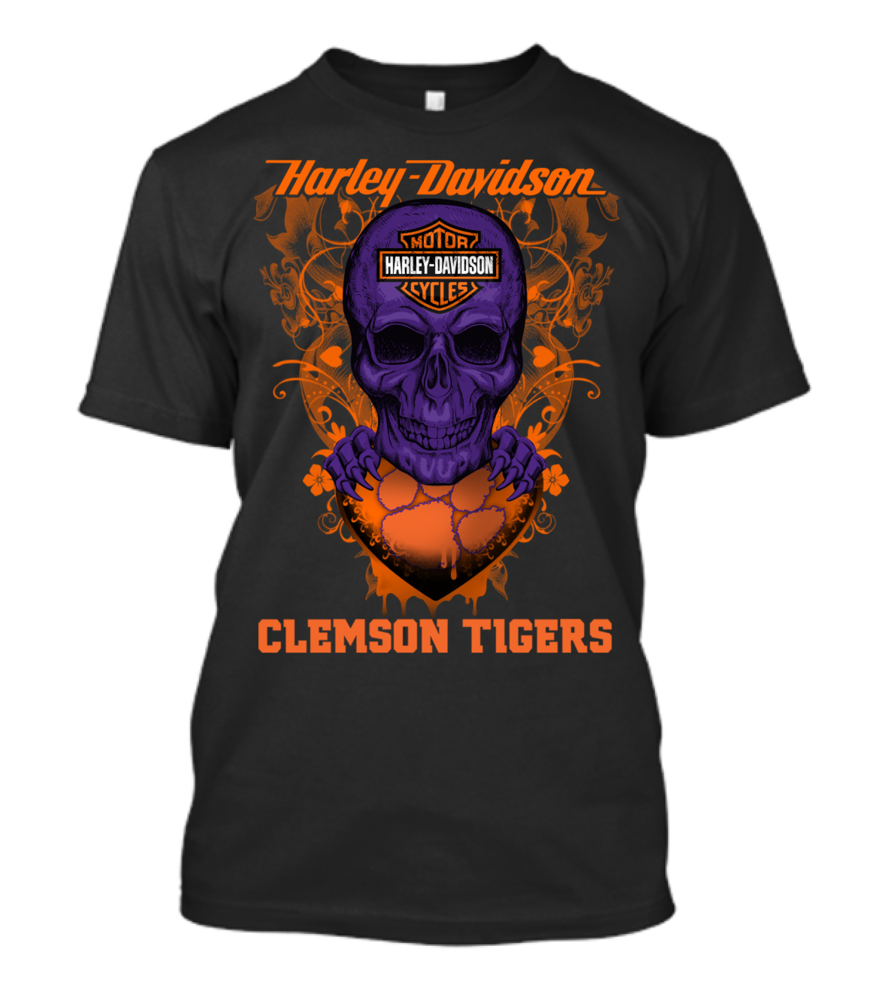 Harley Davidson Motorcycles Skull Clemson Tigers T-Shirt