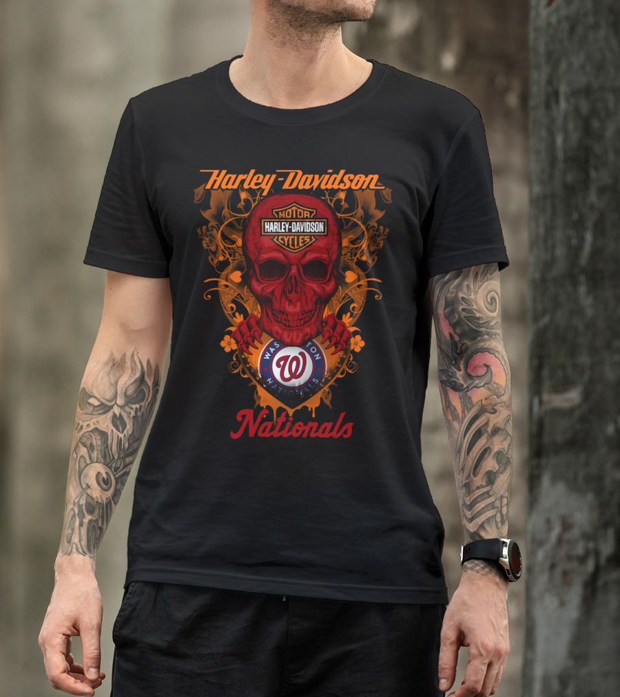 Harley Davidson Washington Nationals Skull T-Shirt