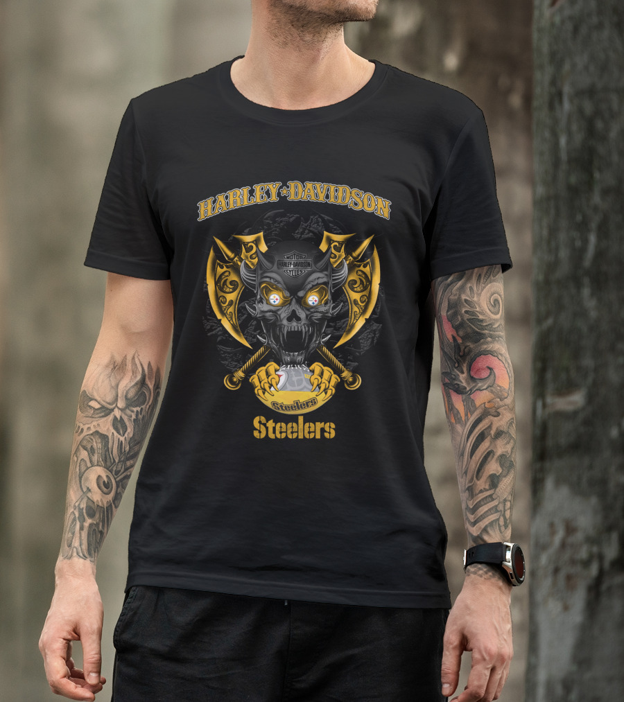 Harley Davidson Motor Cycles Pittsburgh Steelers T-Shirt