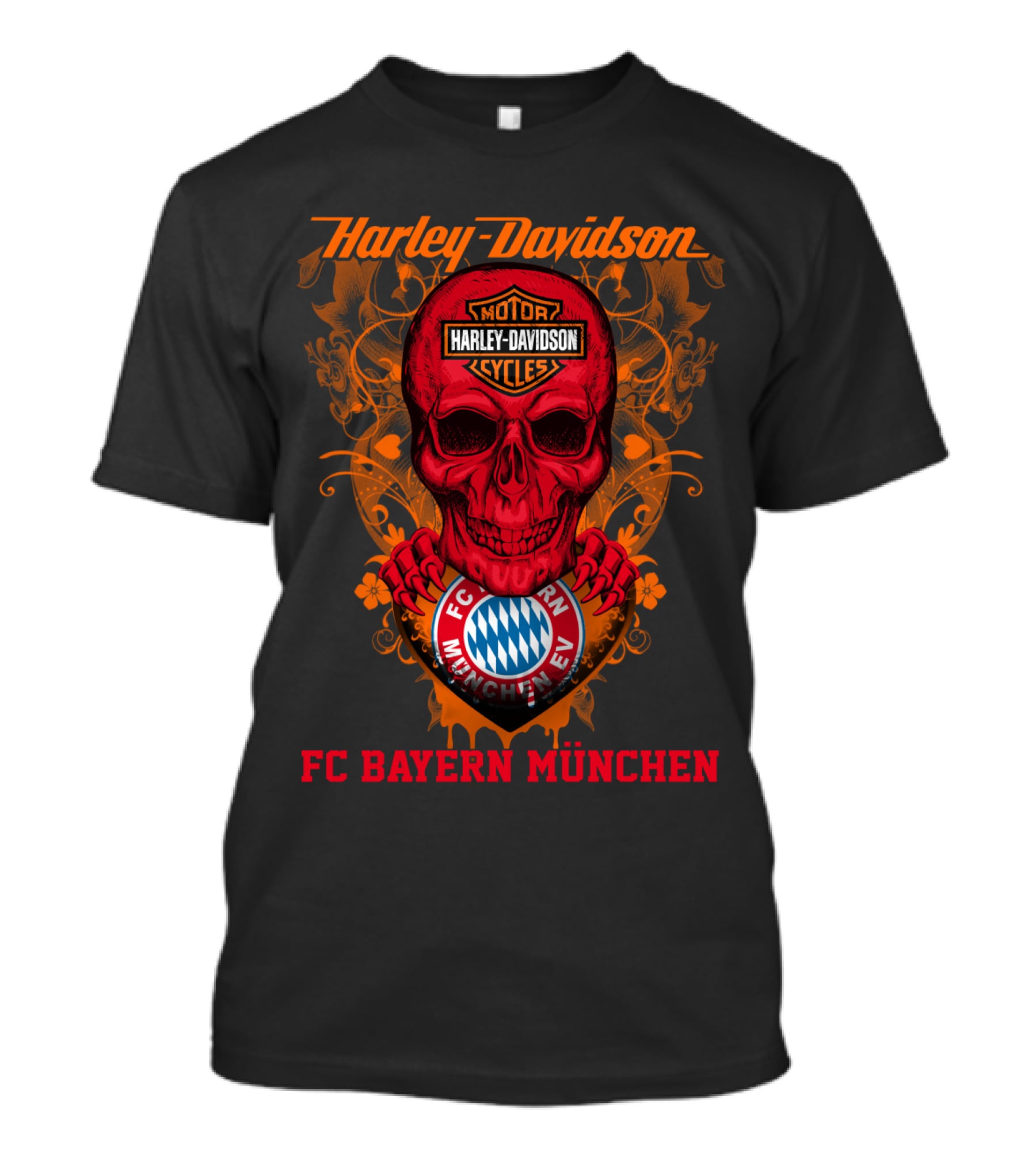 Harley Davidson Motor Cycles Skull Fc Bayern München T-Shirt