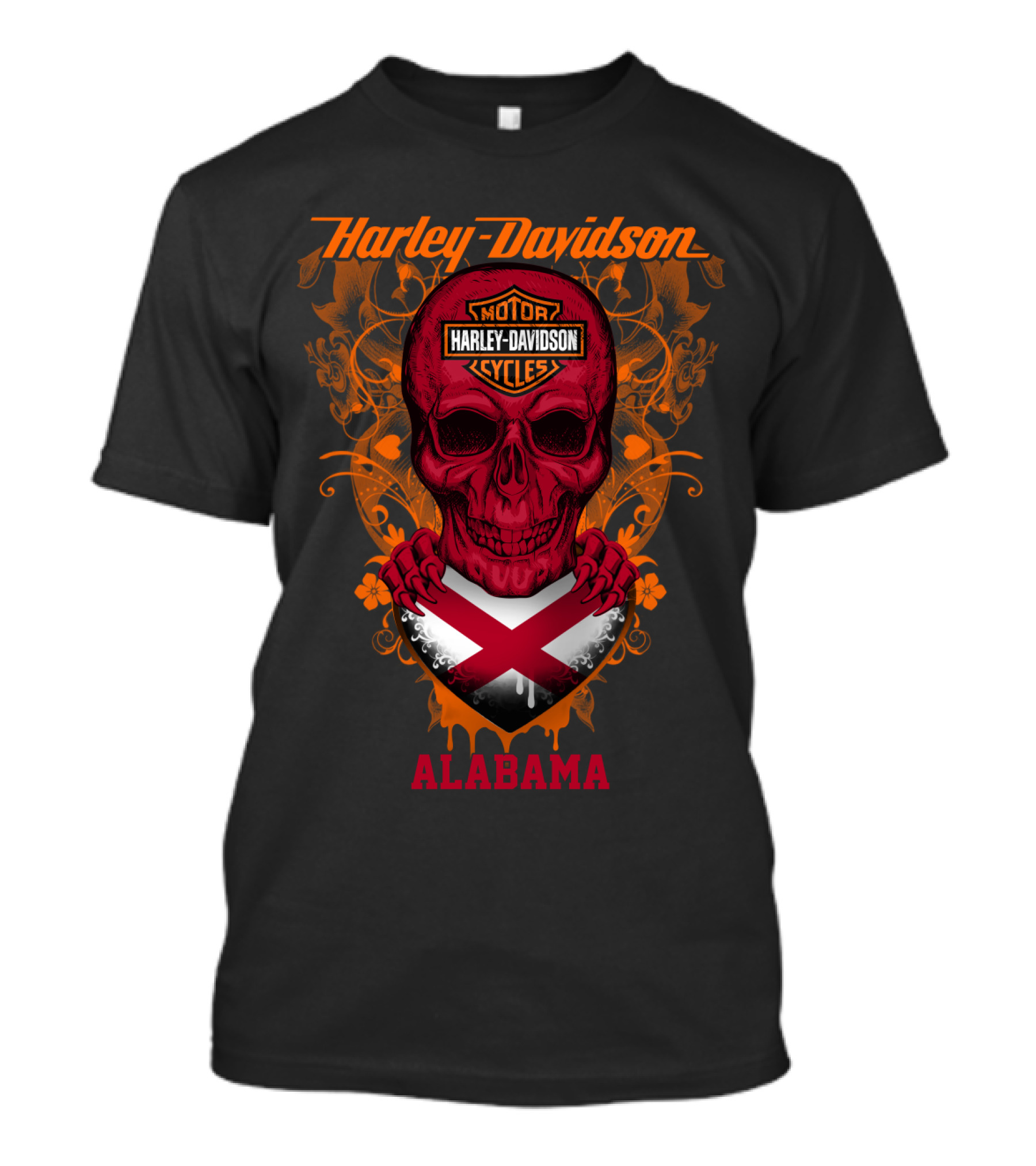 Harley Davidson Alabama Motorcycles Skull X Badge T-Shirt