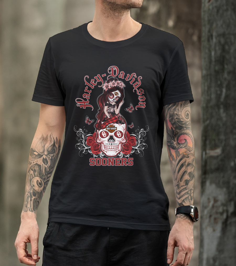 Harley Davidson Oklahoma Sooners Sugar Skull Girl T-Shirt