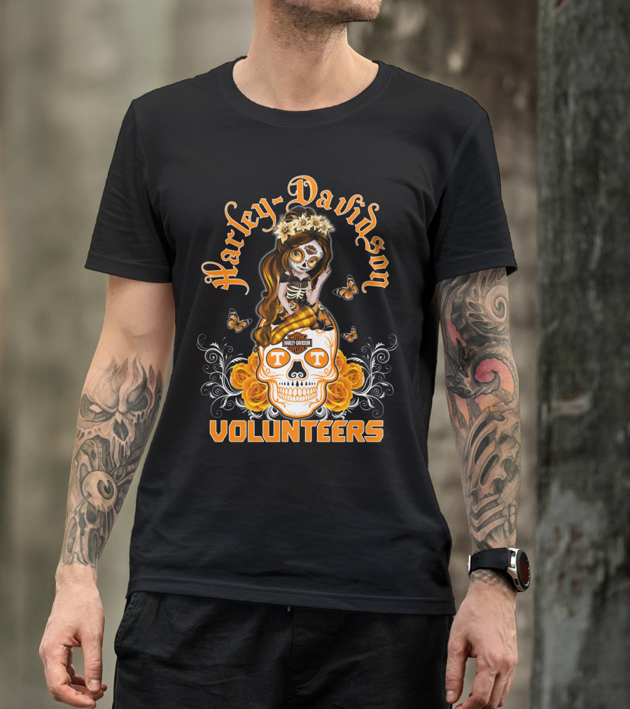 Harley Davidson Volunteers Tennessee Butterfly Skull Girl T-Shirt