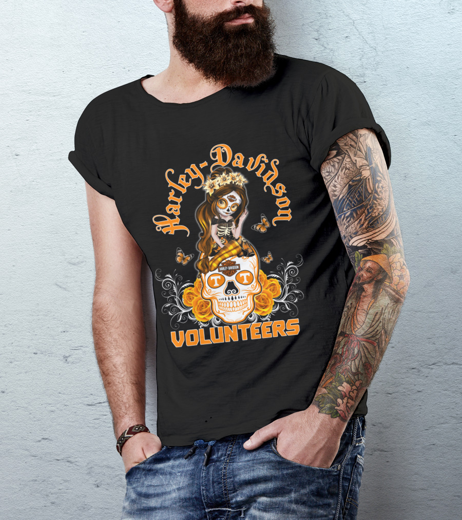 Harley Davidson Volunteers Tennessee Butterfly Skull Girl T-Shirt