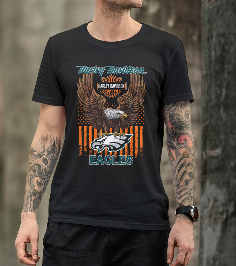 Harley Davidson Motor Cycles Nfl Philadelphia Eagles T-Shirt