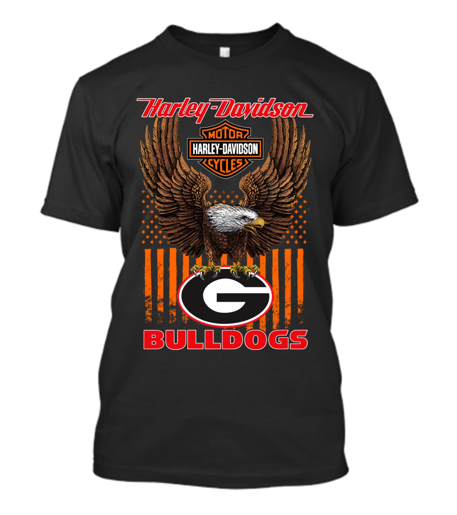 Harley Davidson Motorcycles Georgia Bulldogs Eagle Stars Stripes T-Shirt
