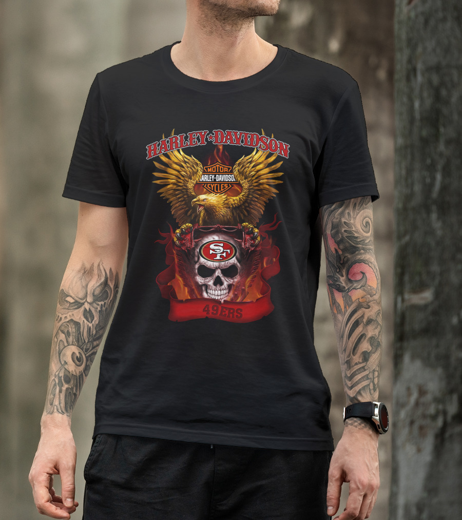 Harley Davidson 49ers Motorcycles Sf Skull Eagle T-Shirt