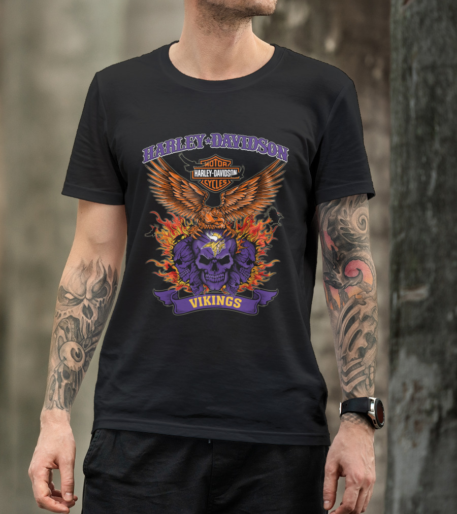 Harley Davidson Motor Cycles Vikings 0304 Nfl Minnesota Vikings T-Shirt