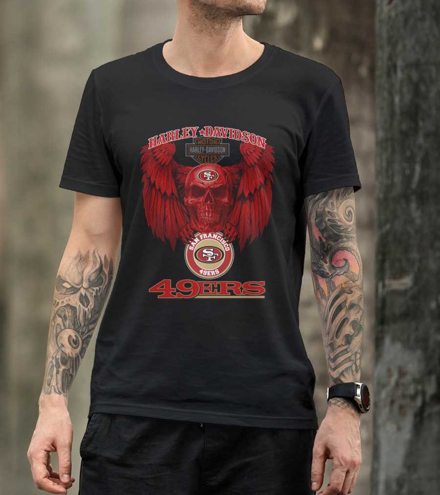 Harley Davidson San Francisco 49ers Skull Wings 49ers T-Shirt
