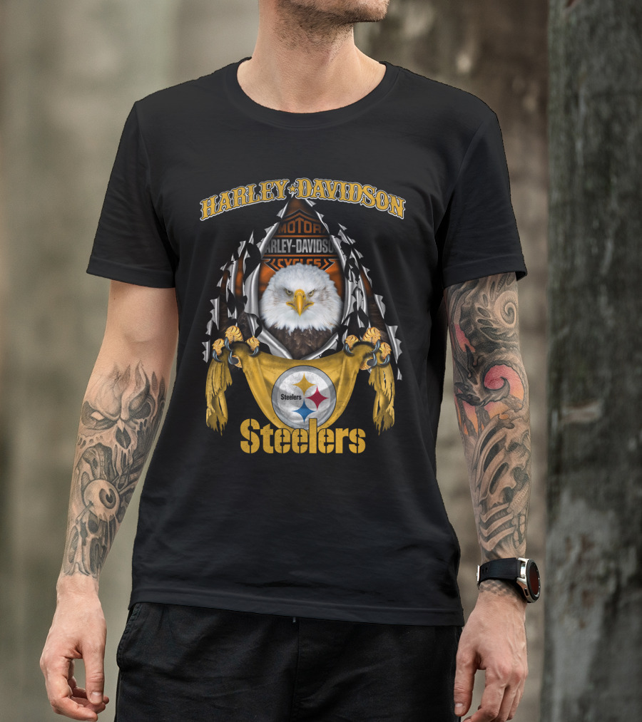 Harley Davidson Motorcycles Steelers Eagle T-Shirt