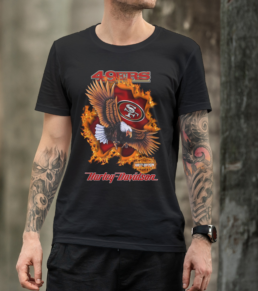 49ers Sf Harley Davidson Eagle Flame T-Shirt
