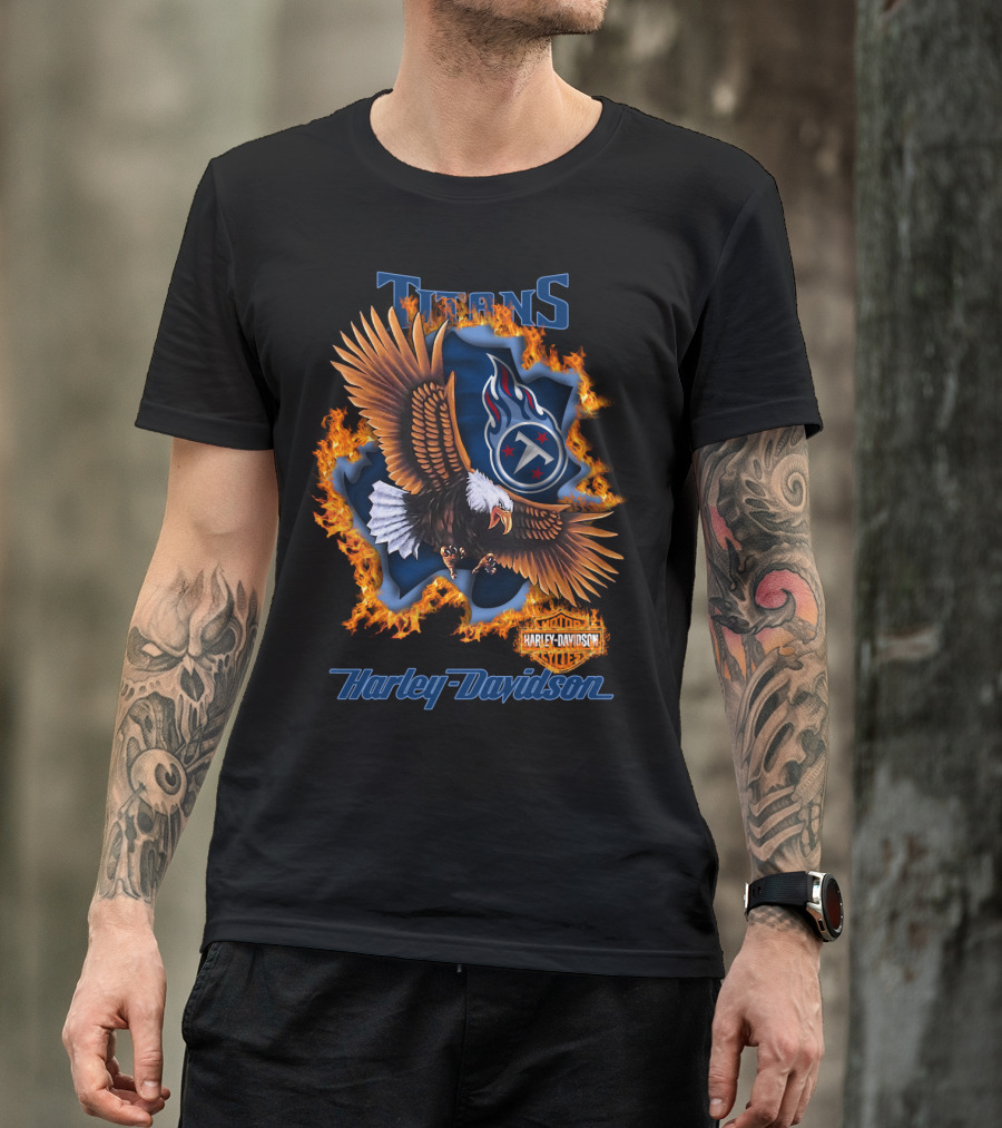 Tennessee Titans Harley Davidson Fire Eagle Nfl 84 T-Shirt