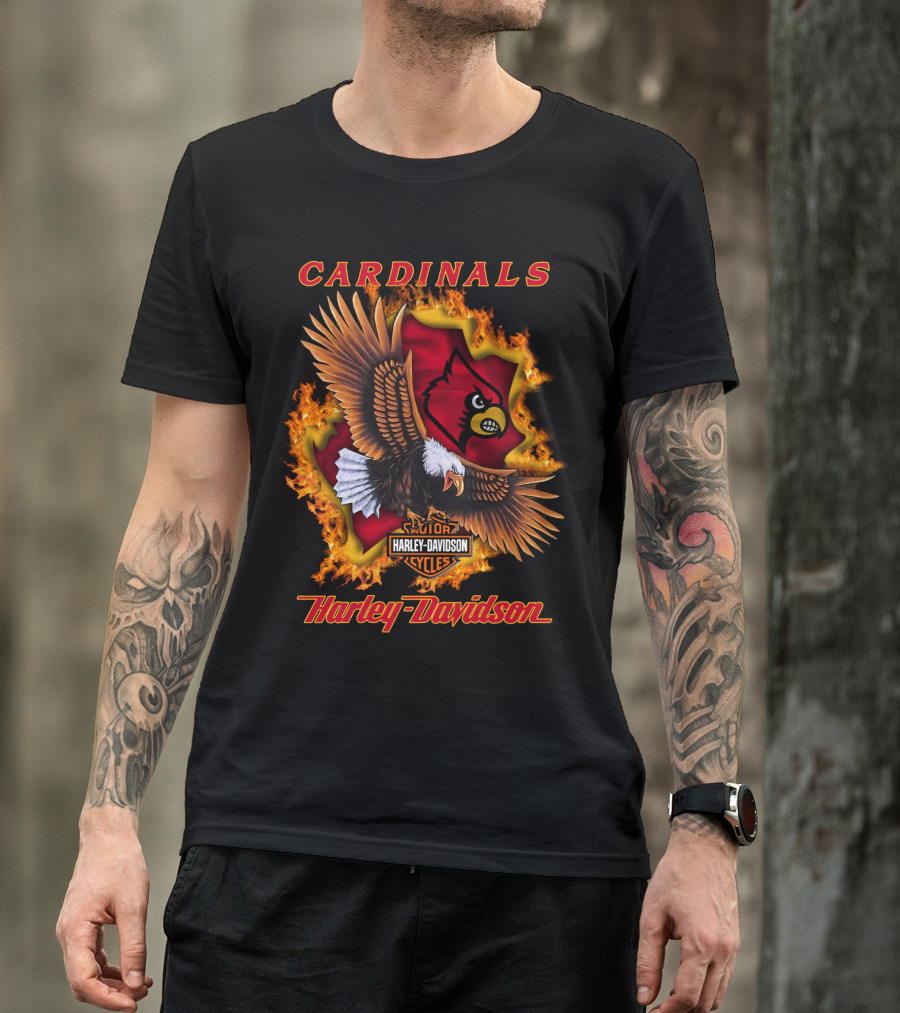 Cardinals Harley Davidson Cycles Eagle Flame T-Shirt
