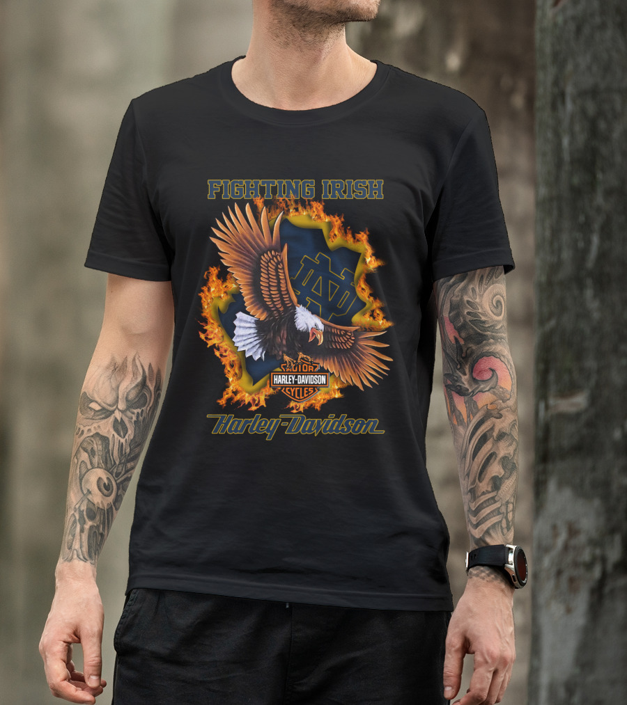 Fighting Irish Harley Davidson Ncaa Notre Dame 04.08 Eagle T-Shirt